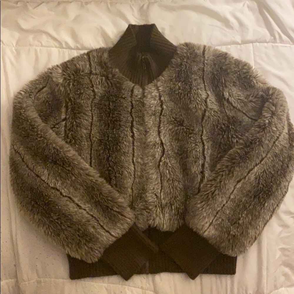 Furry Faux Fur Bomber Jacket